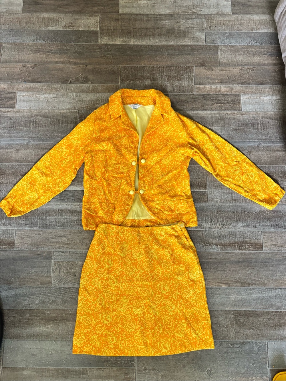 Vintage 1970s Passport Yellow Paisley Three-Piece Set